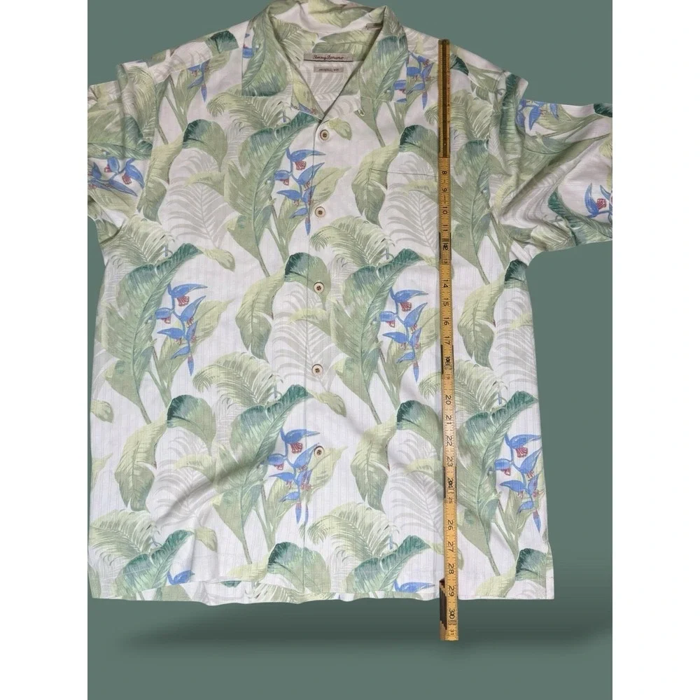 Tommy Bahama 100% Silk Tropical Leaf & Bird of Paradise Camp Shirt Size L